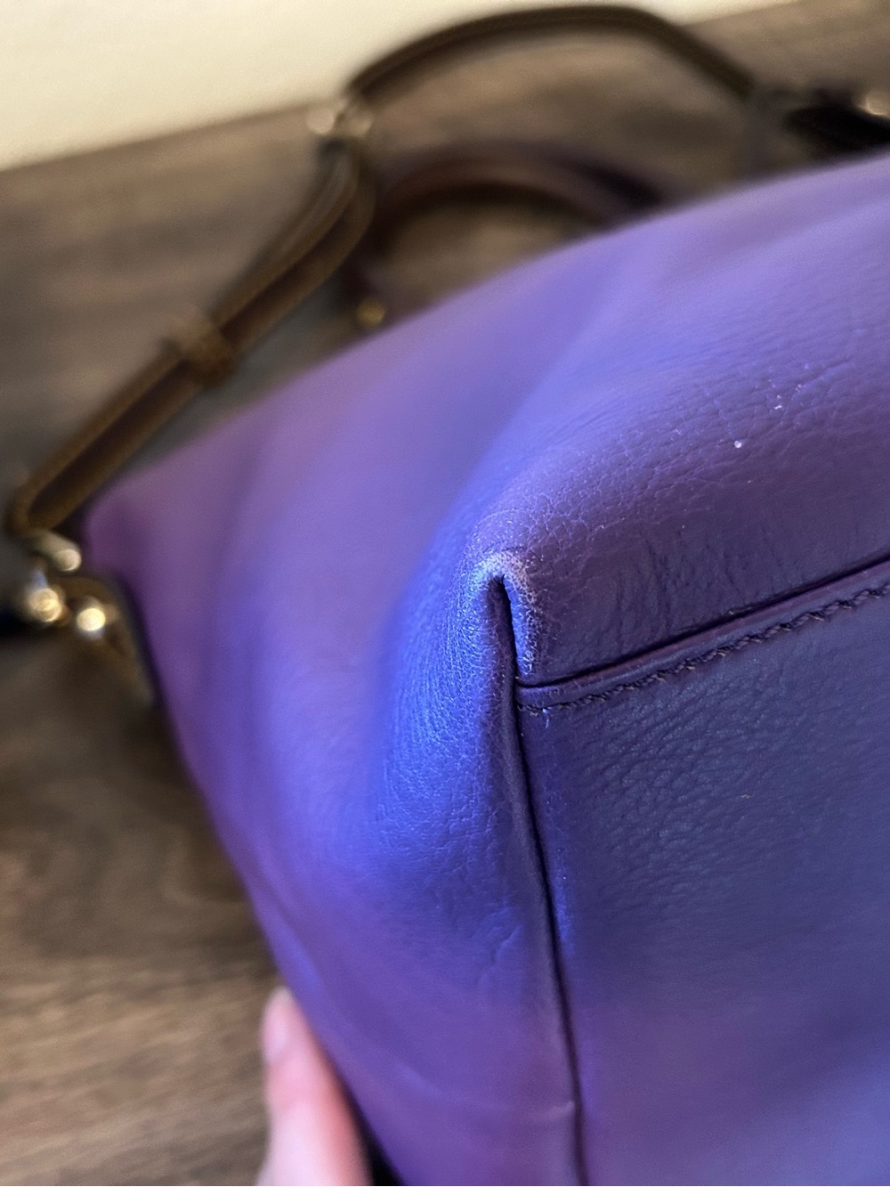 Dooney & Bourke Purple & Brown Leather Satchel 2 Way Bag - Picture 9 of 10
